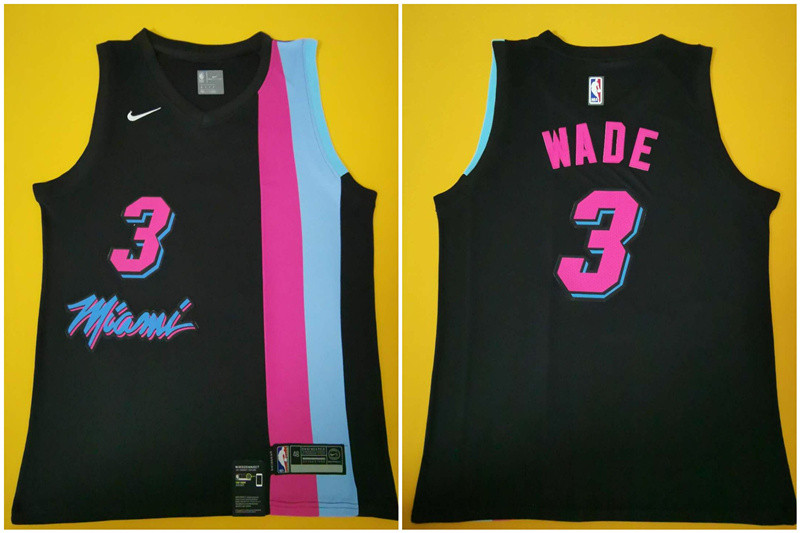 Custom Men Miami Heat #3 Dwyane Wade Black Nike Swingman NBA Jersey